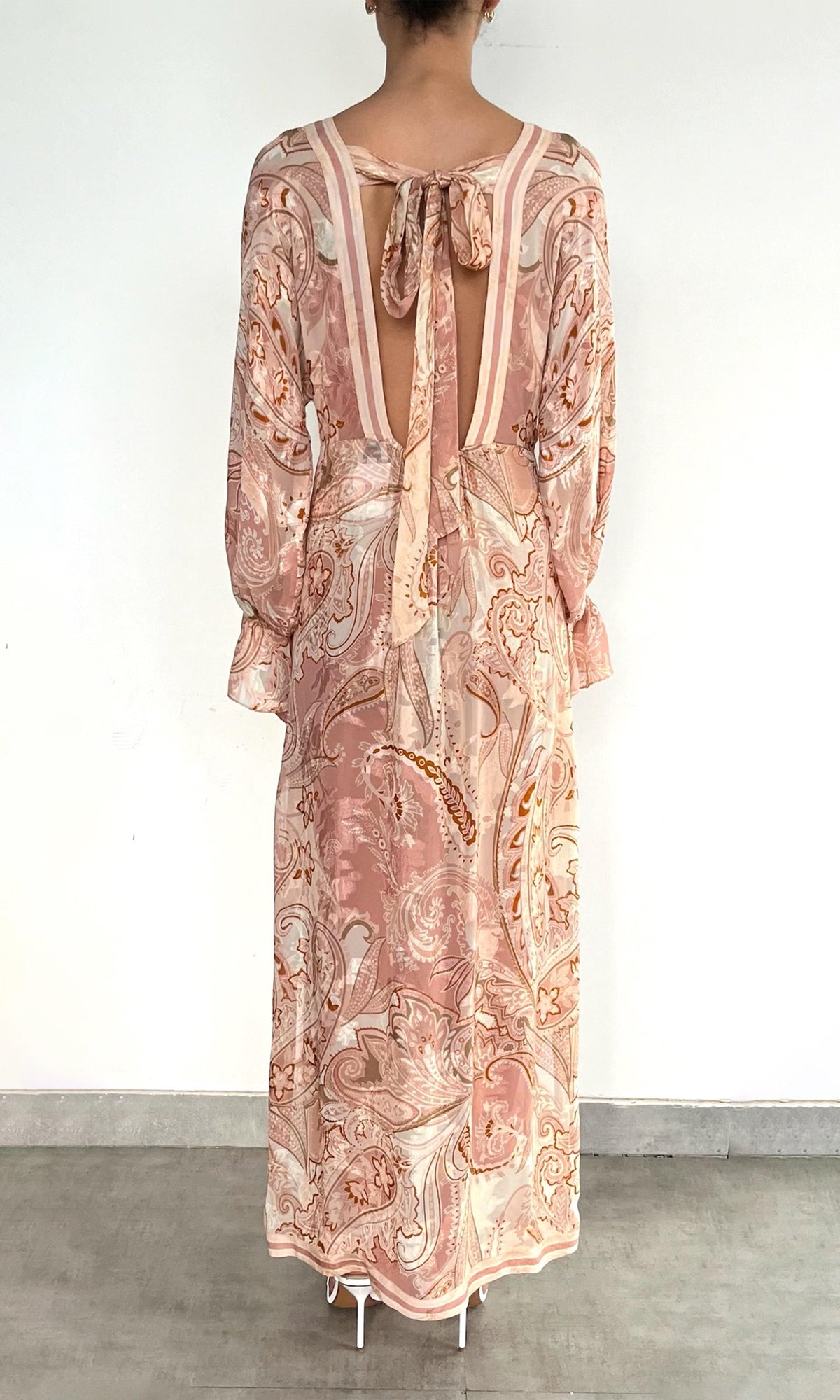 Womens | Fiza Viscose Georgette Dobby Kaftan With Printed Slip | Peach Pink