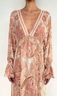 Womens | Fiza Viscose Georgette Dobby Kaftan With Printed Slip | Peach Pink