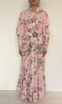 Womens | Hoor Cotton Linen Long Dress | Pink