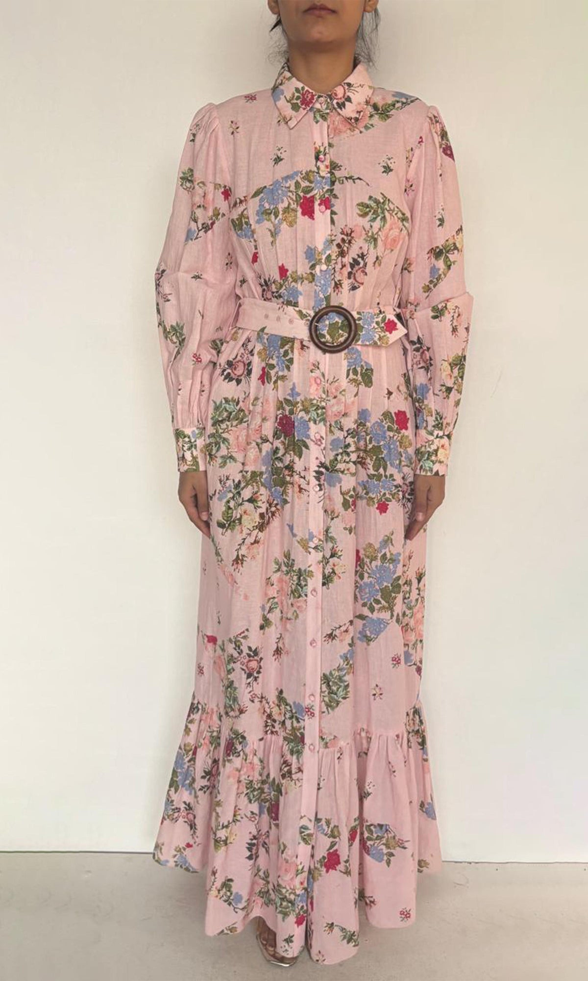 Womens | Hoor Cotton Linen Long Dress | Pink