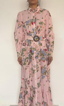 Womens | Hoor Cotton Linen Long Dress | Pink