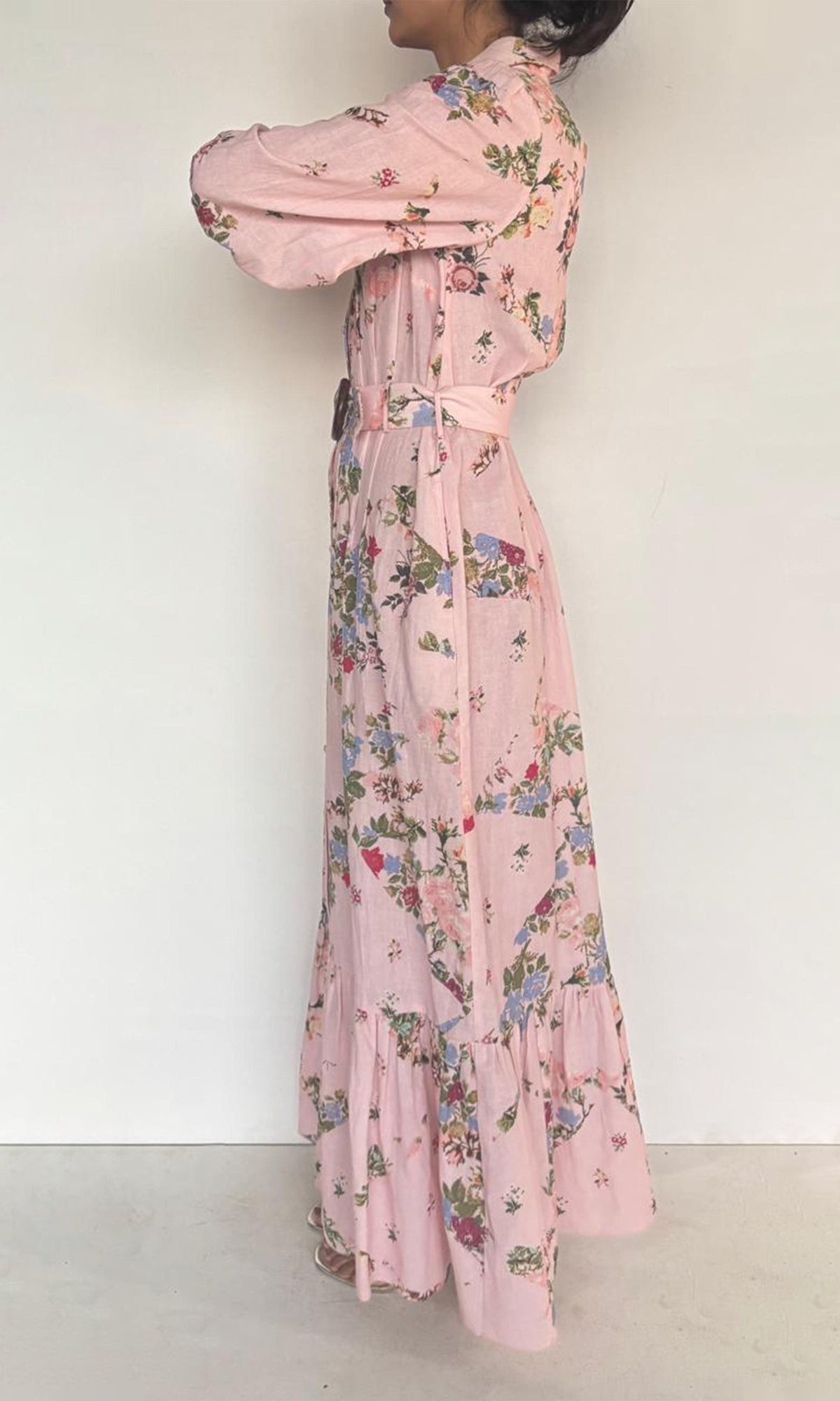 Womens | Hoor Cotton Linen Long Dress | Pink