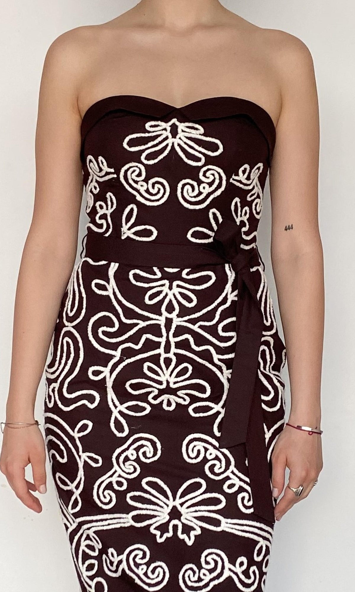 Womens | Ilaya Cotton Poplin Midi Dress With Tie Up Belt | Brown