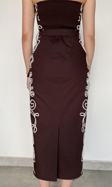 Womens | Ilaya Cotton Poplin Midi Dress With Tie Up Belt | Brown