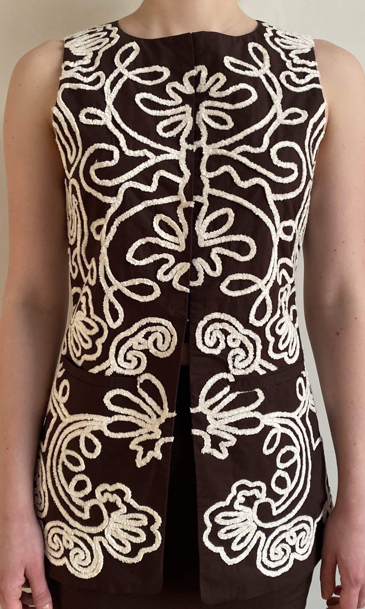 Womens | Ilaya Linen Cotton Waist Coat - I | Brown
