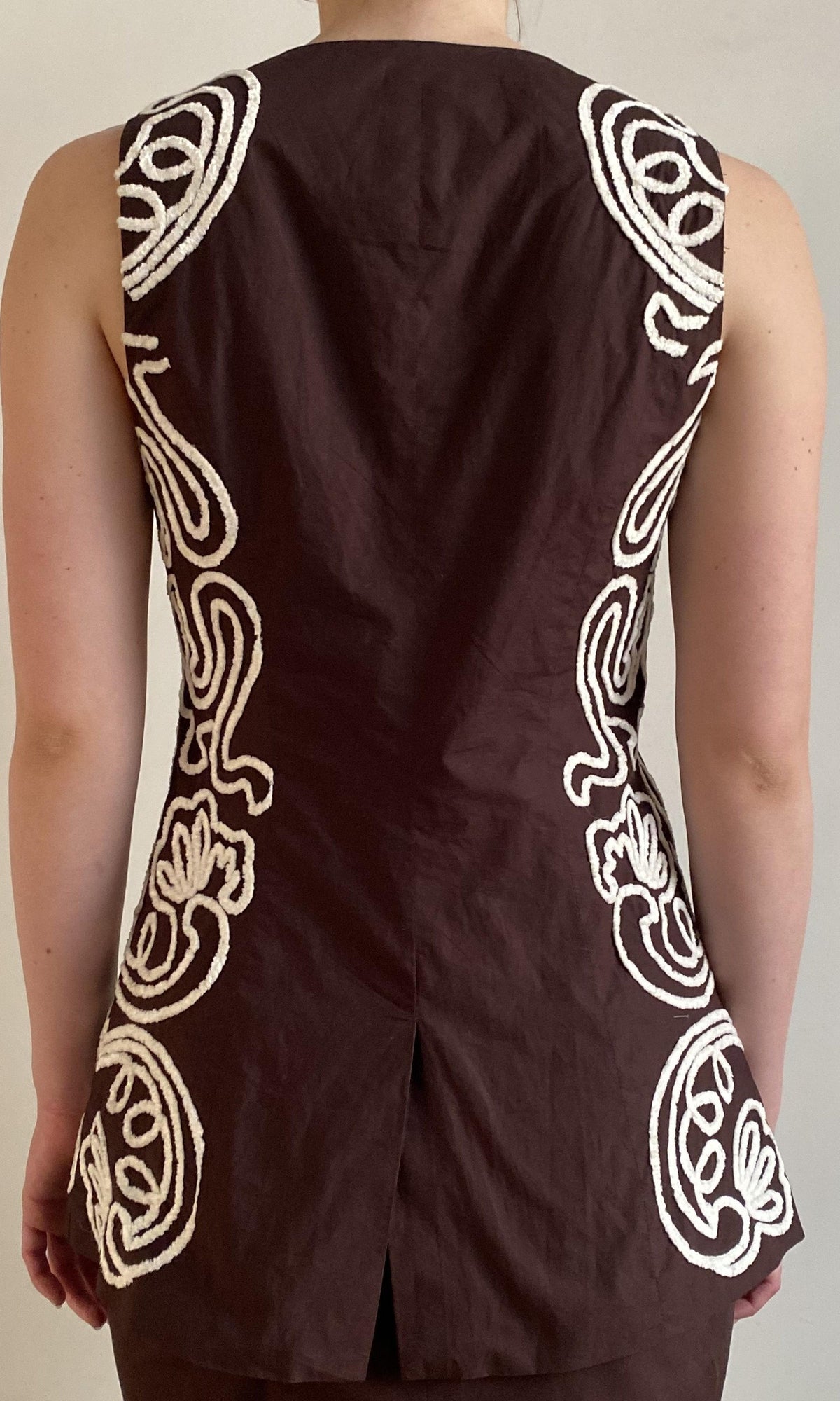 Womens | Ilaya Linen Cotton Waist Coat - I | Brown