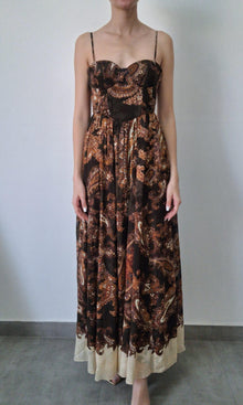 Womens | Inv Viscose Flower Jacquard Maxi Dress | Brown Multi