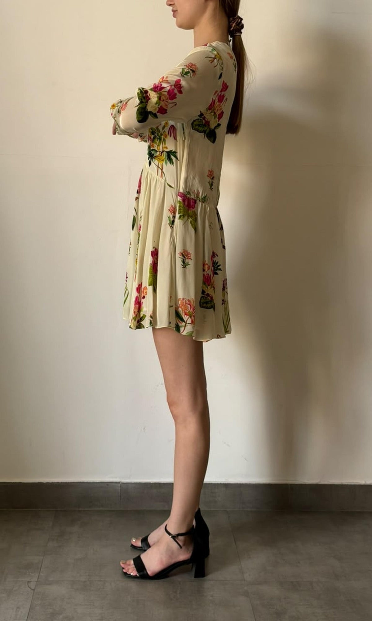 Womens | Inv Natural Crepe Floral Print Short Dress | Cream