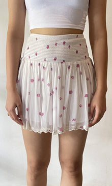 Womens | Inv Viscose Georgette Short Skirt | White Multi