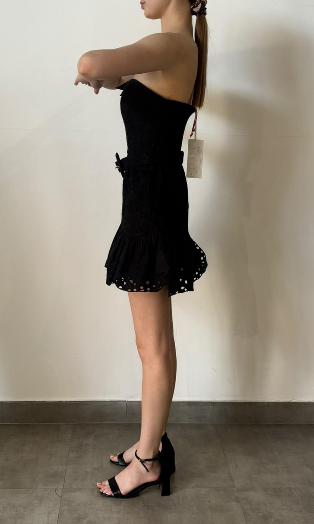 Womens | Inv Cotton Poplin Strapless Short Dress | Black