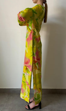 Womens | Inv Linen Cotton Long Dress | Yellow