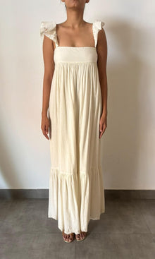 Womens | Inv Cotton Lilen Square Neck Long Dress | White