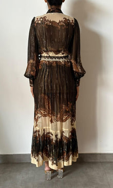 Womens | Inv Viscose Ggt Gold Lurex Stripe Long Shirt Dress | Brown Multi
