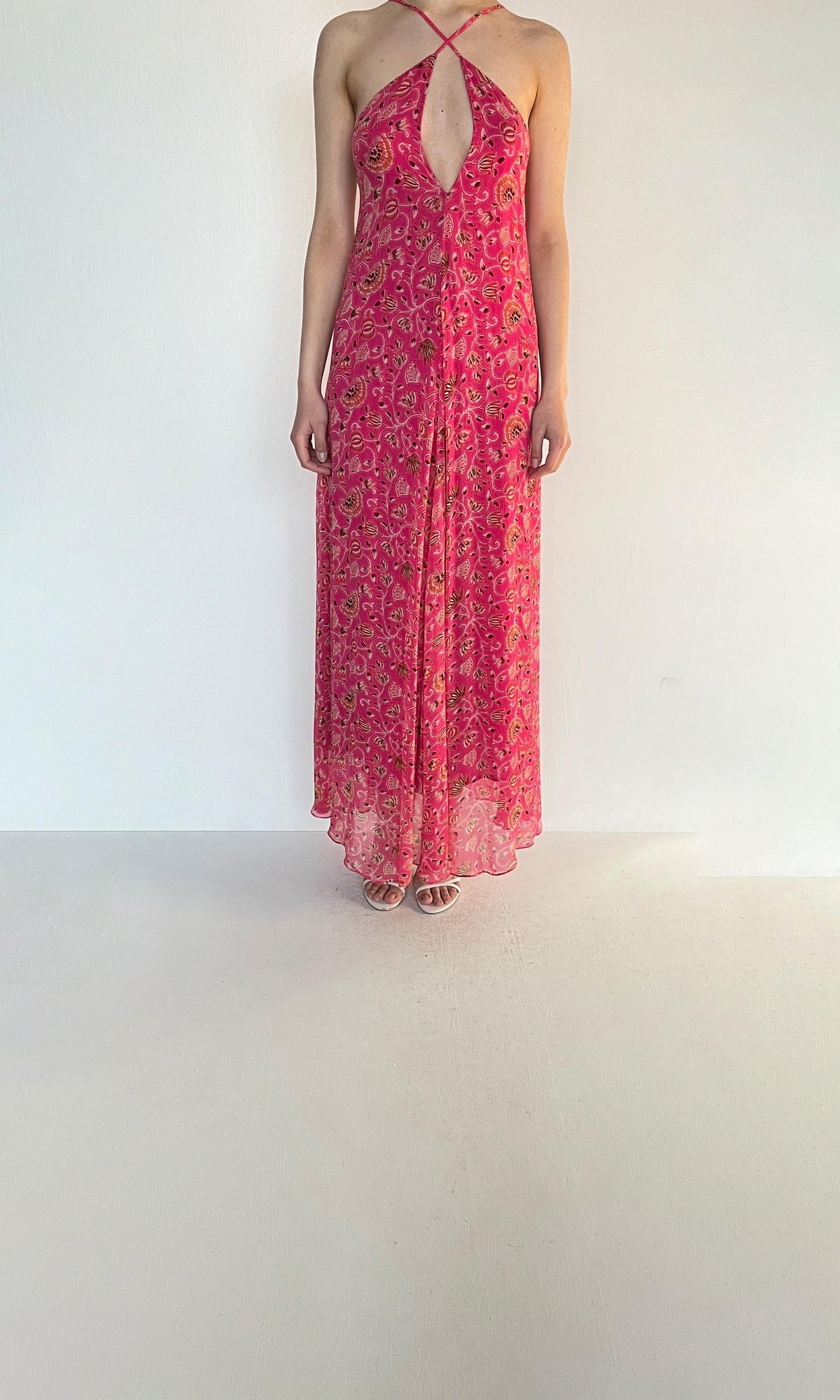 Womens | Inv Viscose Chiffon Nara Long Dress | Pink