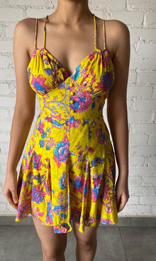 Womens | Inv Cotton Short Dress | Yellow Multi