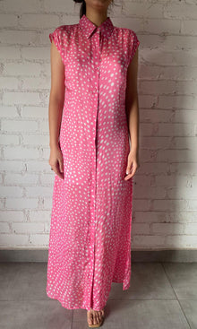 Womens | Inv Viscose Flat Chiffon Long Dress | Pink
