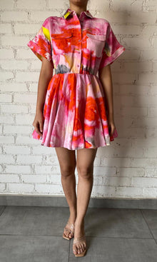 Womens | Inv Linen Cotton Short Dress | Pink