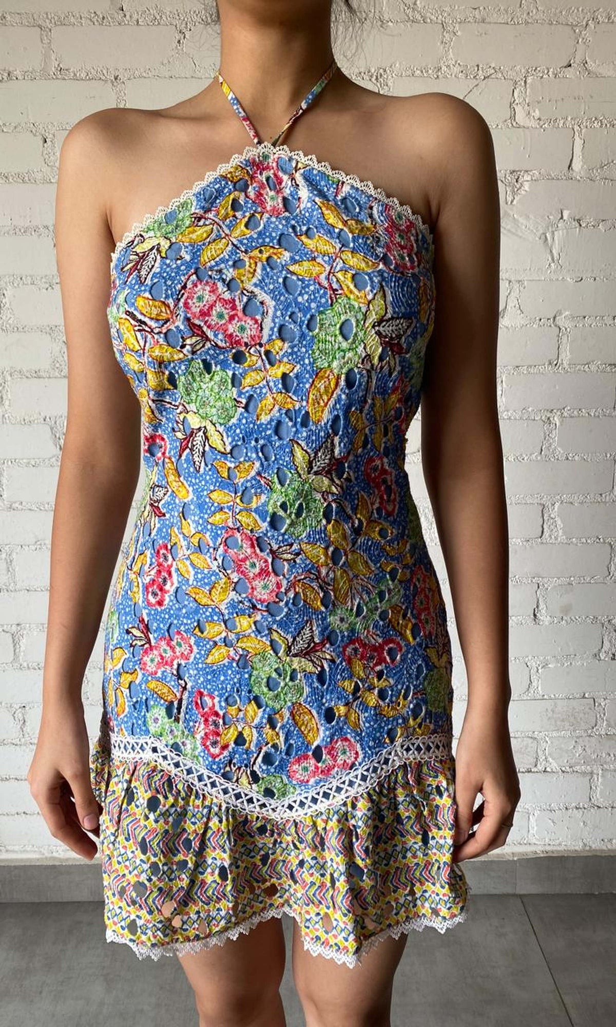Womens | Inv Cotton Schiffli Short Dress | Blue Print