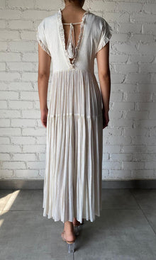 Womens | Inv Viscose Georgette Lurex Long Dress | White