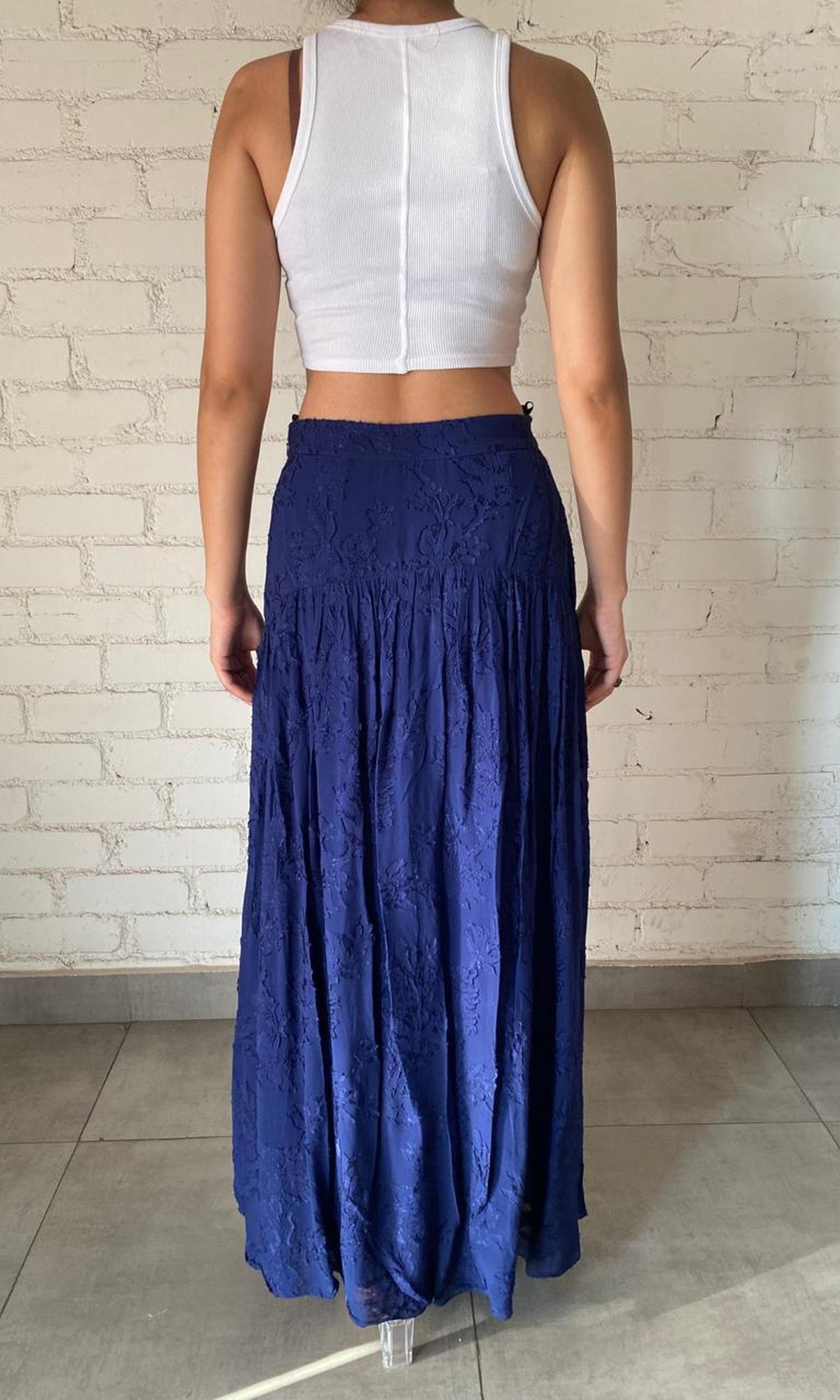 Womens | Inv Poplin Cotton Long Skirt | Blue
