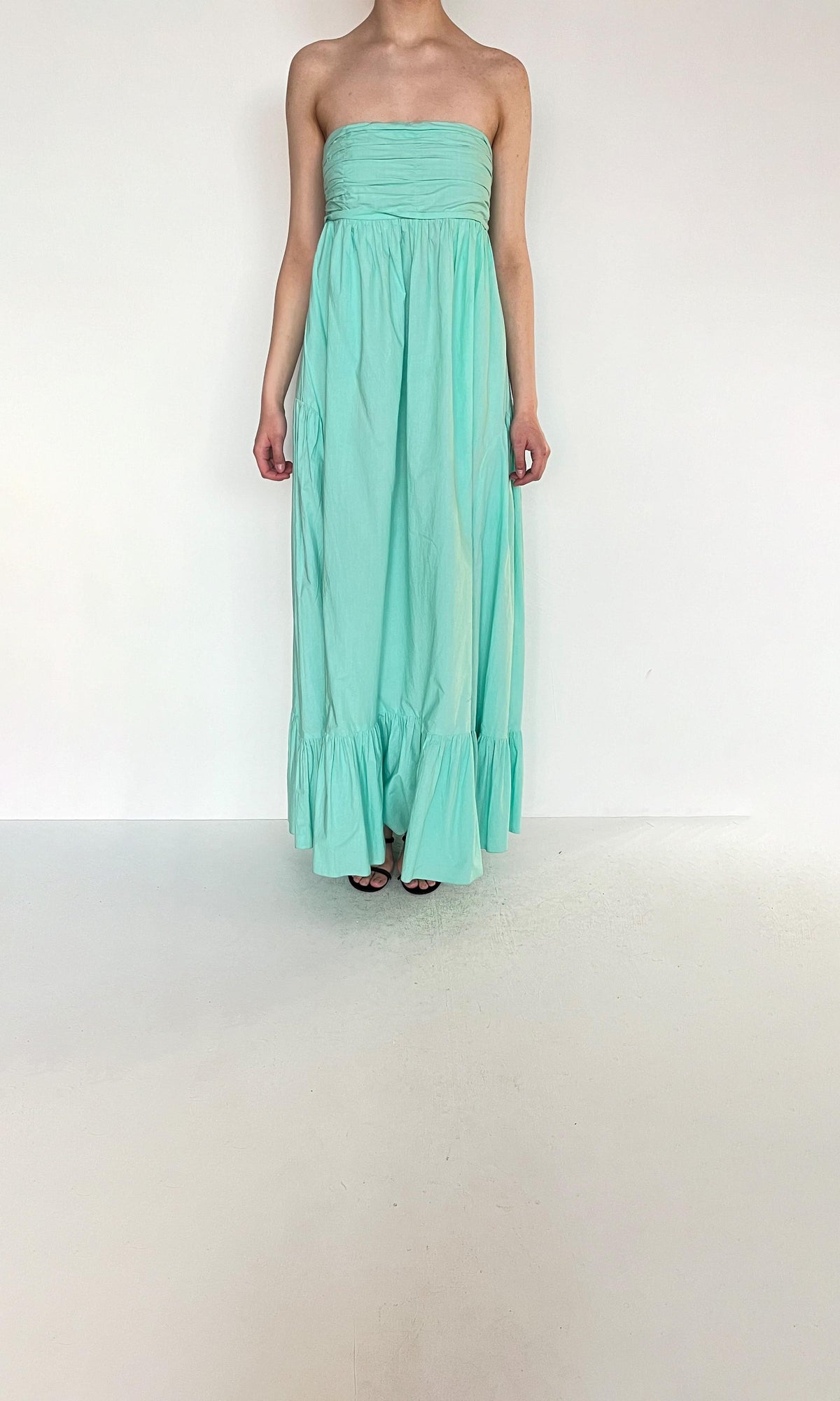 Womens | Inv Cotton Poplin Long Dress | Green