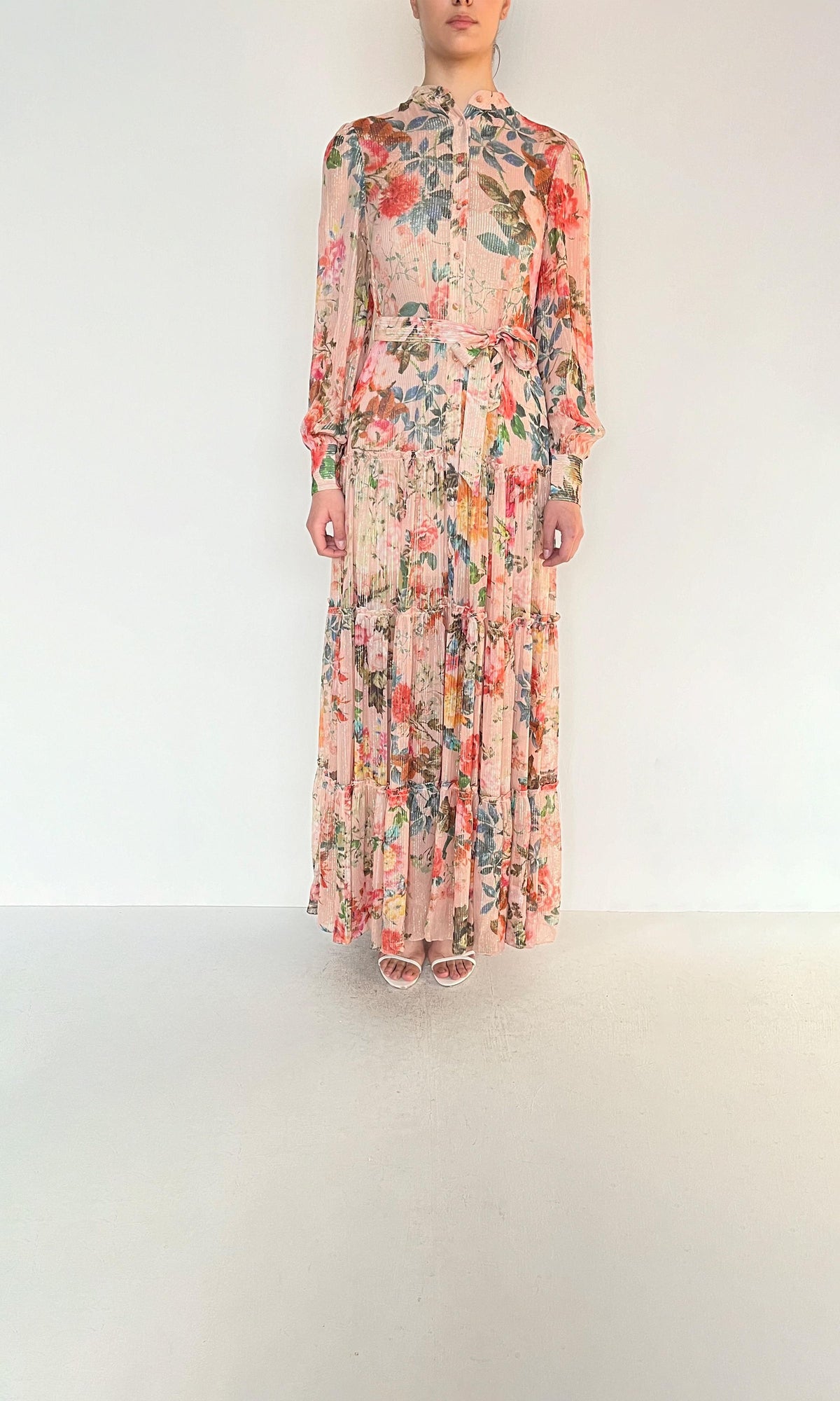 Womens | Inv Viscose Lurex Long Dress | Pink