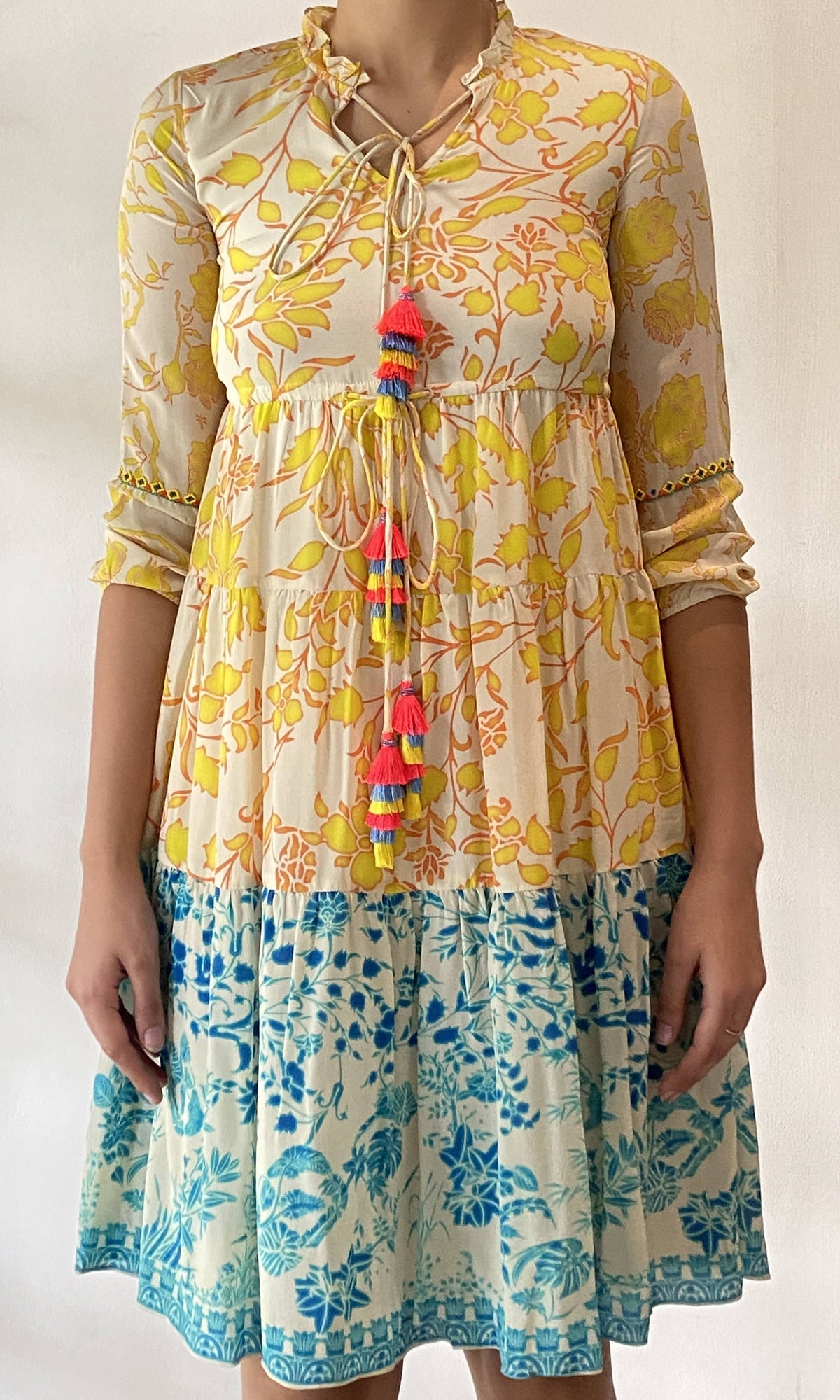 Womens | Inv Viscose Short Dress | Yellow Multi