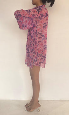 Womens | Inv Viscose Crinkle Chiffon Turtleneck Short Dress | Pink