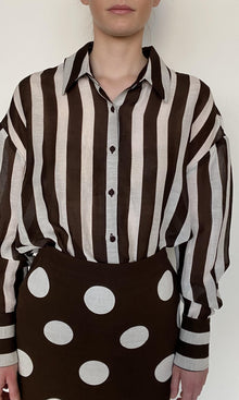 Womens | Inv Linen Cotton Shirt | Brown Stripe