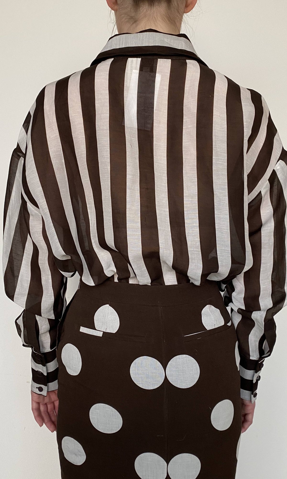 Womens | Inv Linen Cotton Shirt | Brown Stripe
