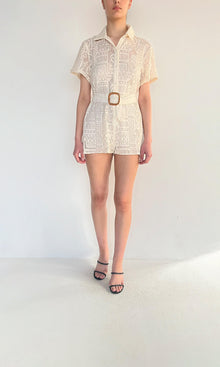 Womens | Inv Cotton Jacquard Nysa Romper | White
