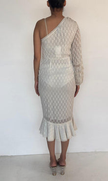 Womens | Inv Viscose Georgette Lurex Midi Dress | Wht605In25-White