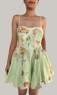 Womens | Inv Cotton Linen Short Dress | Green