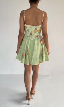 Womens | Inv Cotton Linen Short Dress | Green