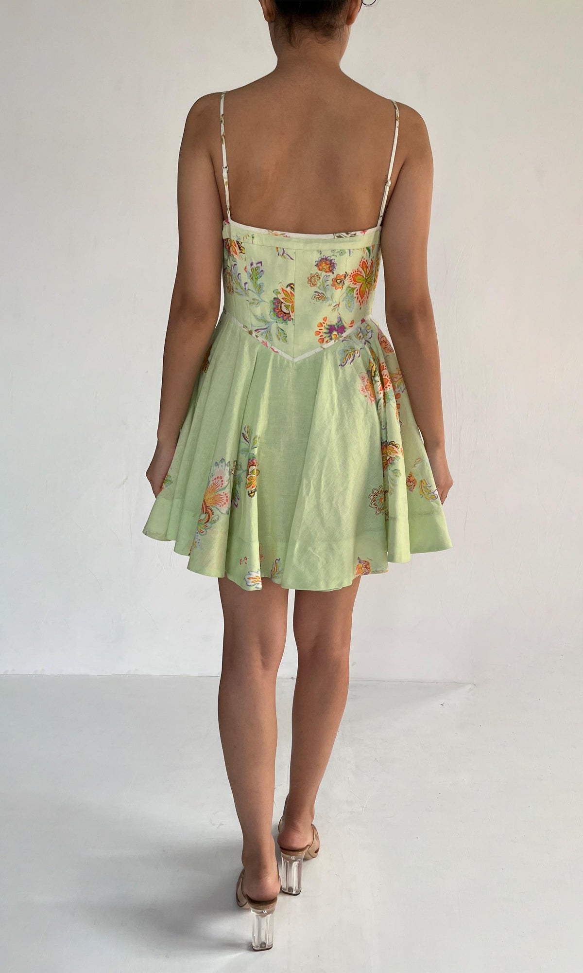 Womens | Inv Cotton Linen Short Dress | Green
