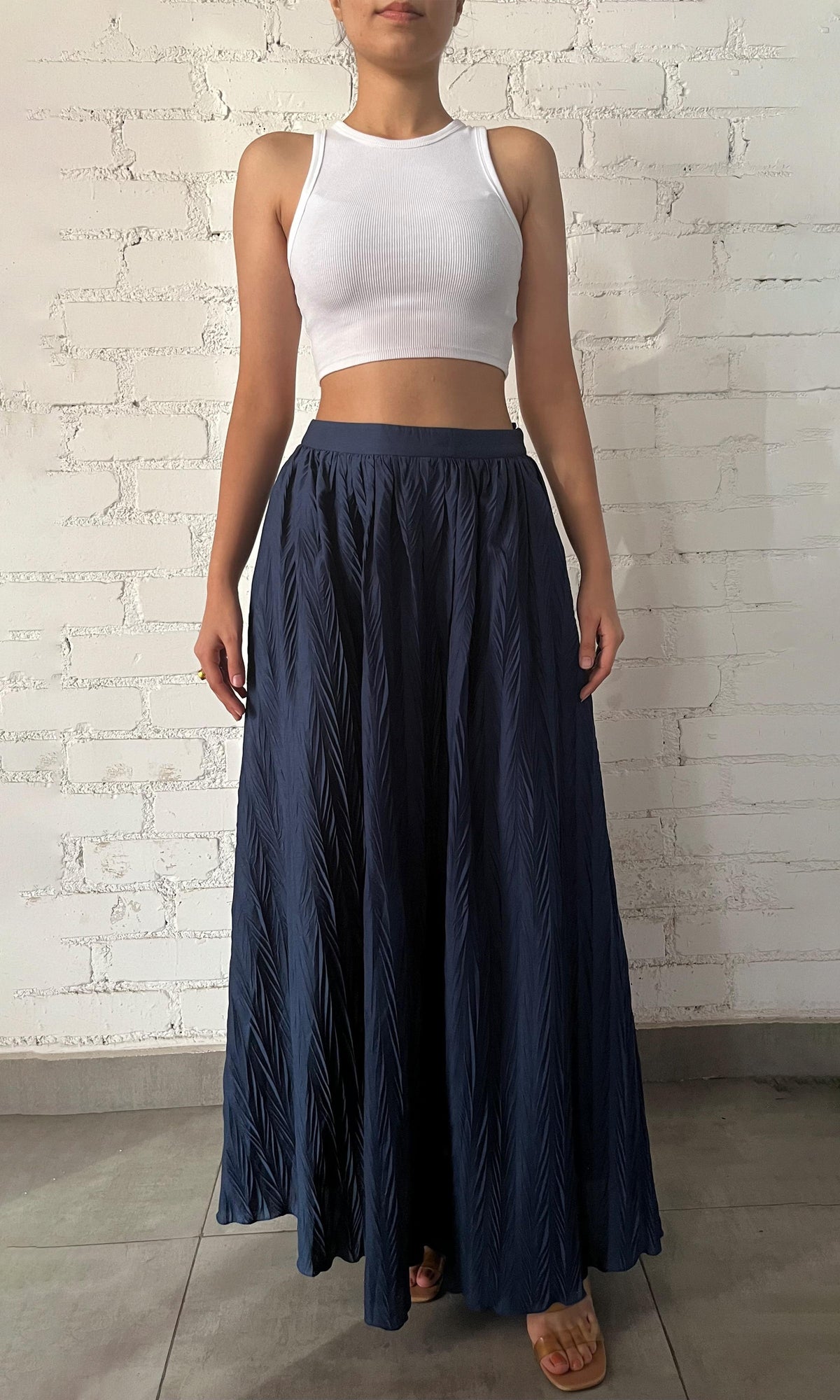Womens | Inv Cotton Long Skirt | Blue