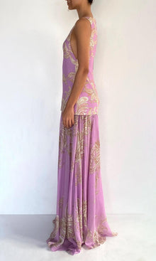 Womens | Jiah Flat Chiffon / Heavy Crepe Low Armhole Maxi Dress | Lilac