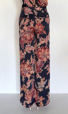 Womens | Johi Viscose Satin Straight Pants | Black Floral Print