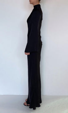 Womens | Johi Viscose Satin Baised Maxi Dress With Mock Neck | Black