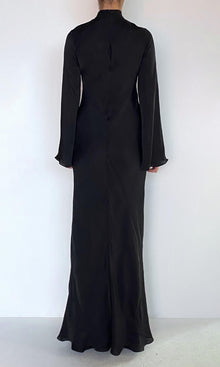 Womens | Johi Viscose Satin Baised Maxi Dress With Mock Neck | Black
