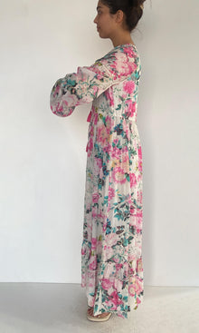 Womens | Jolie Viscose Crepe Long Dress | White Multi