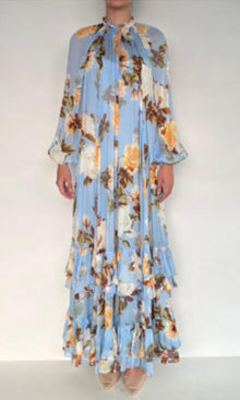 Womens | Kena Viscose Flat Chiffon Maxi Dress | Blue