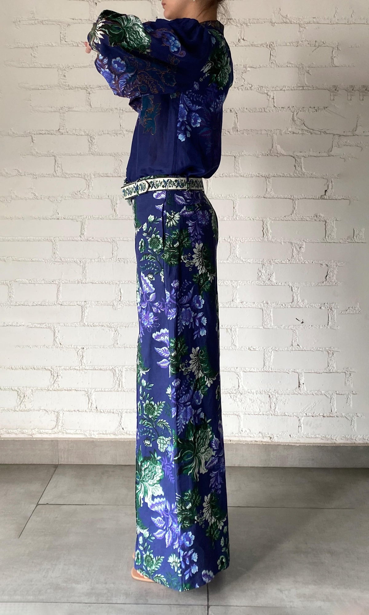 Womens | Keva Viscose Organza Linen Boho Shirt | Green Blue