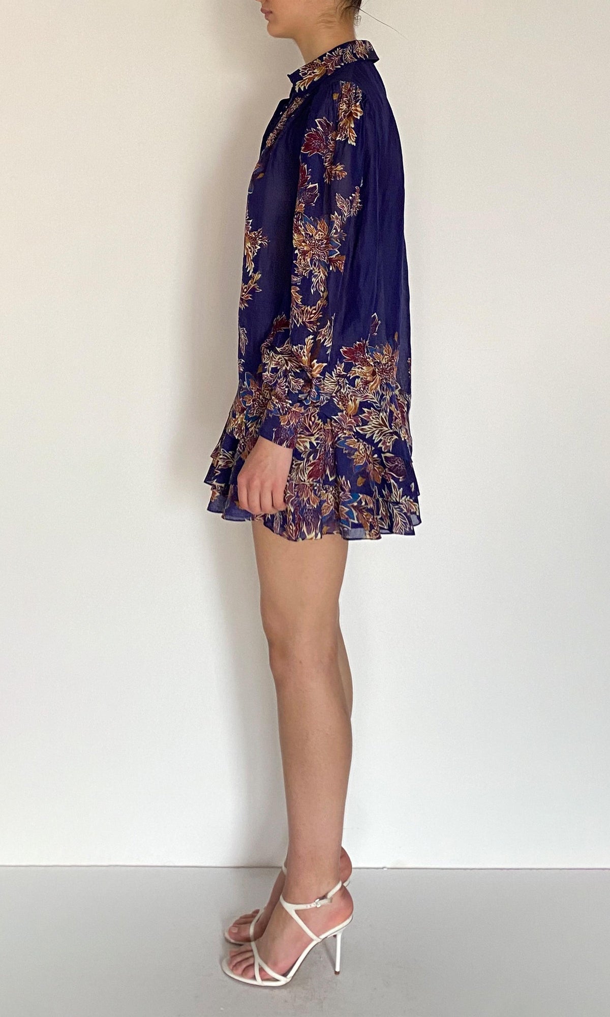 Womens | Leela Viscose Linen Organza Boho Shirt | Midnight Blue