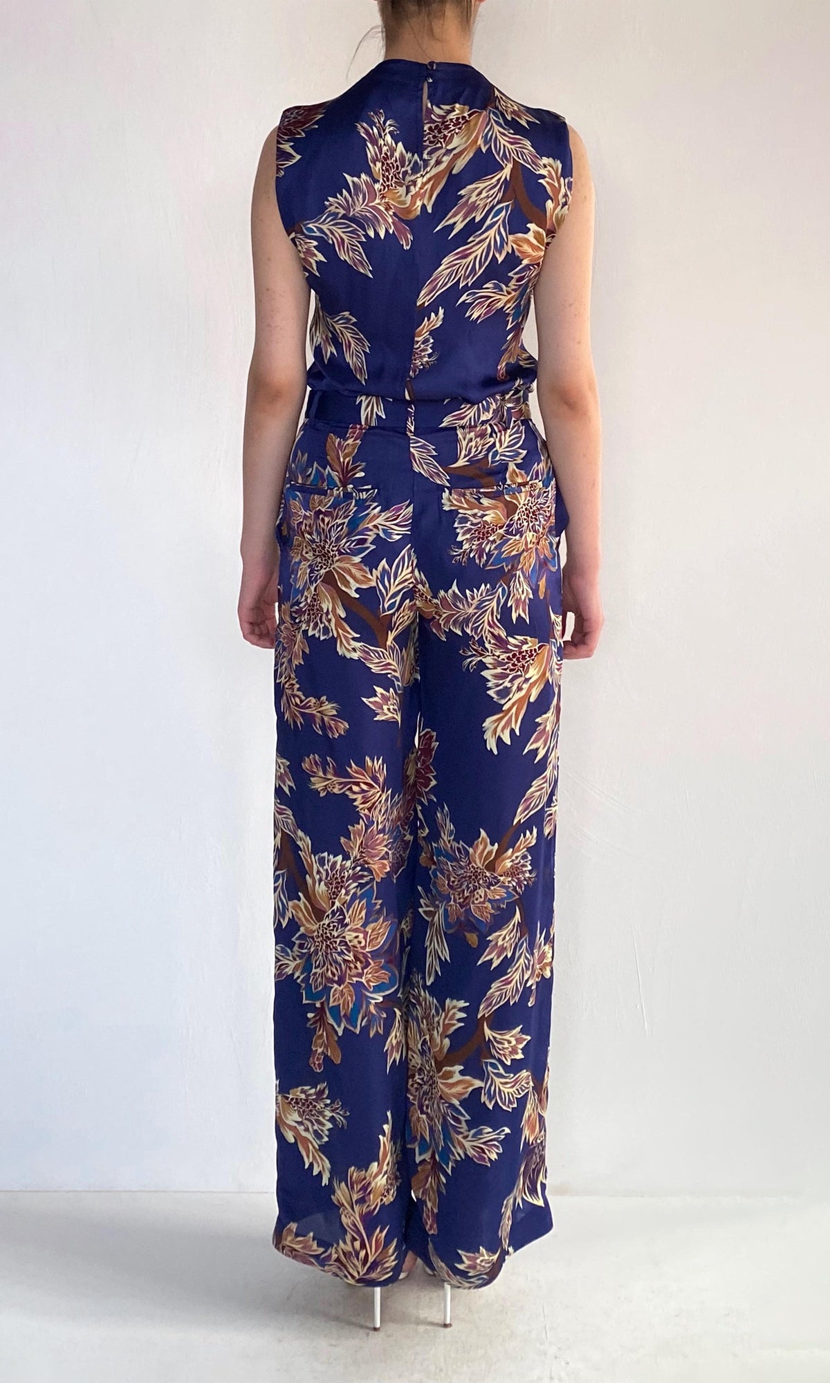 Womens | Leela Viscose Satin Straight Pants | Midnight Blue