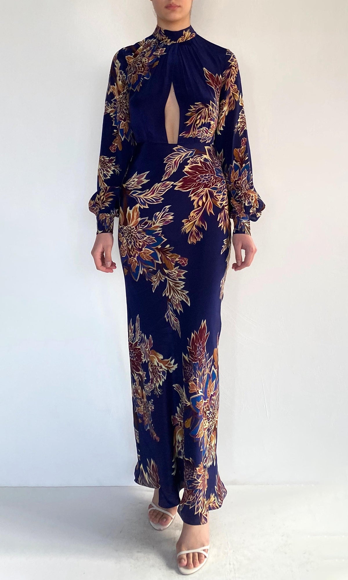 Womens | Leela Viscose Crepe Long Dress | Midnight Blue