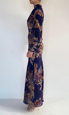 Womens | Leela Viscose Crepe Long Dress | Midnight Blue