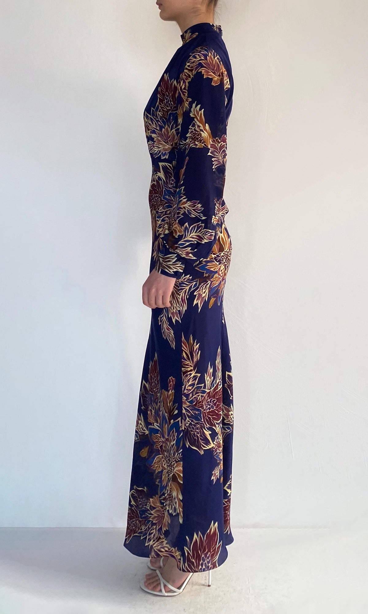 Womens | Leela Viscose Crepe Long Dress | Midnight Blue