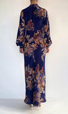 Womens | Leela Viscose Crepe Long Dress | Midnight Blue