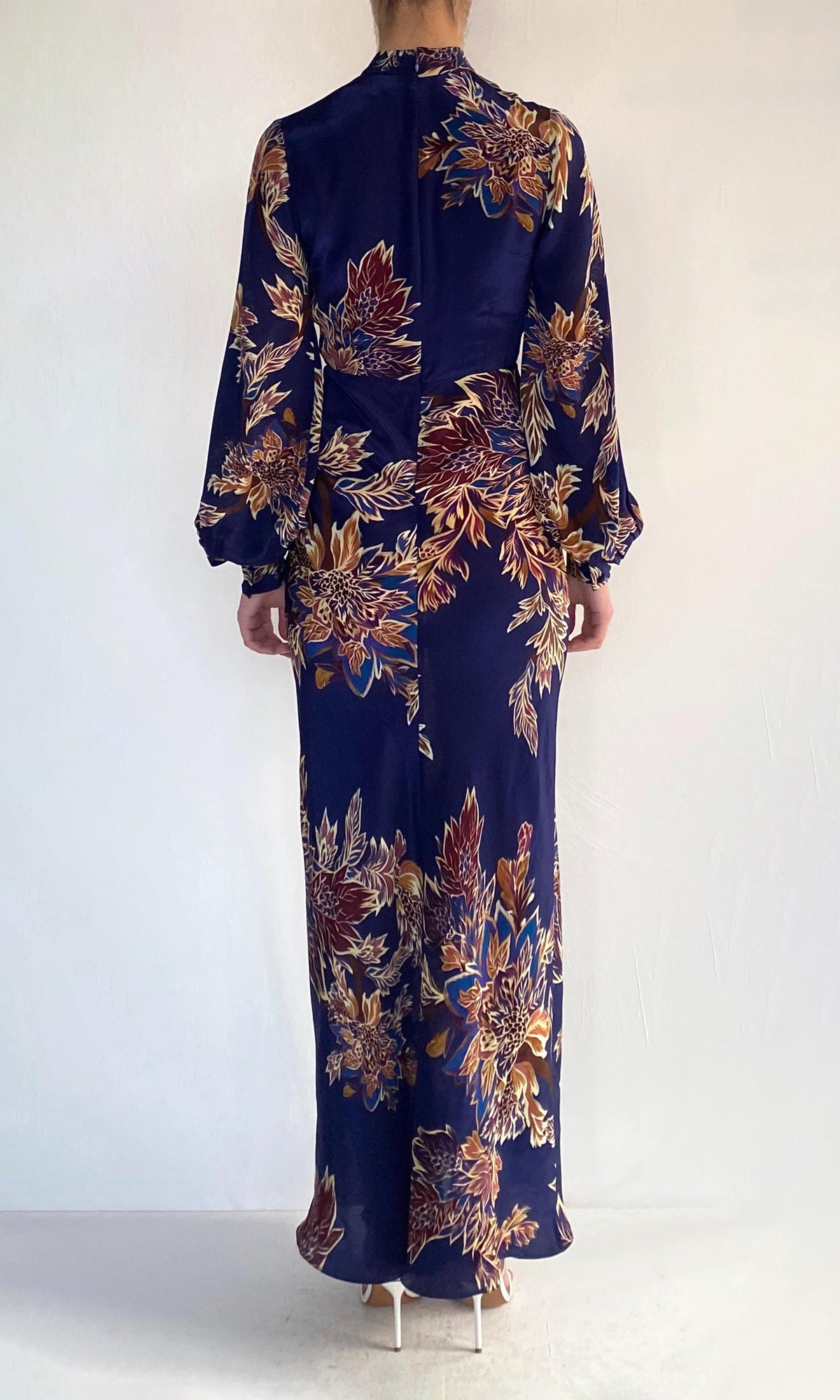 Womens | Leela Viscose Crepe Long Dress | Midnight Blue